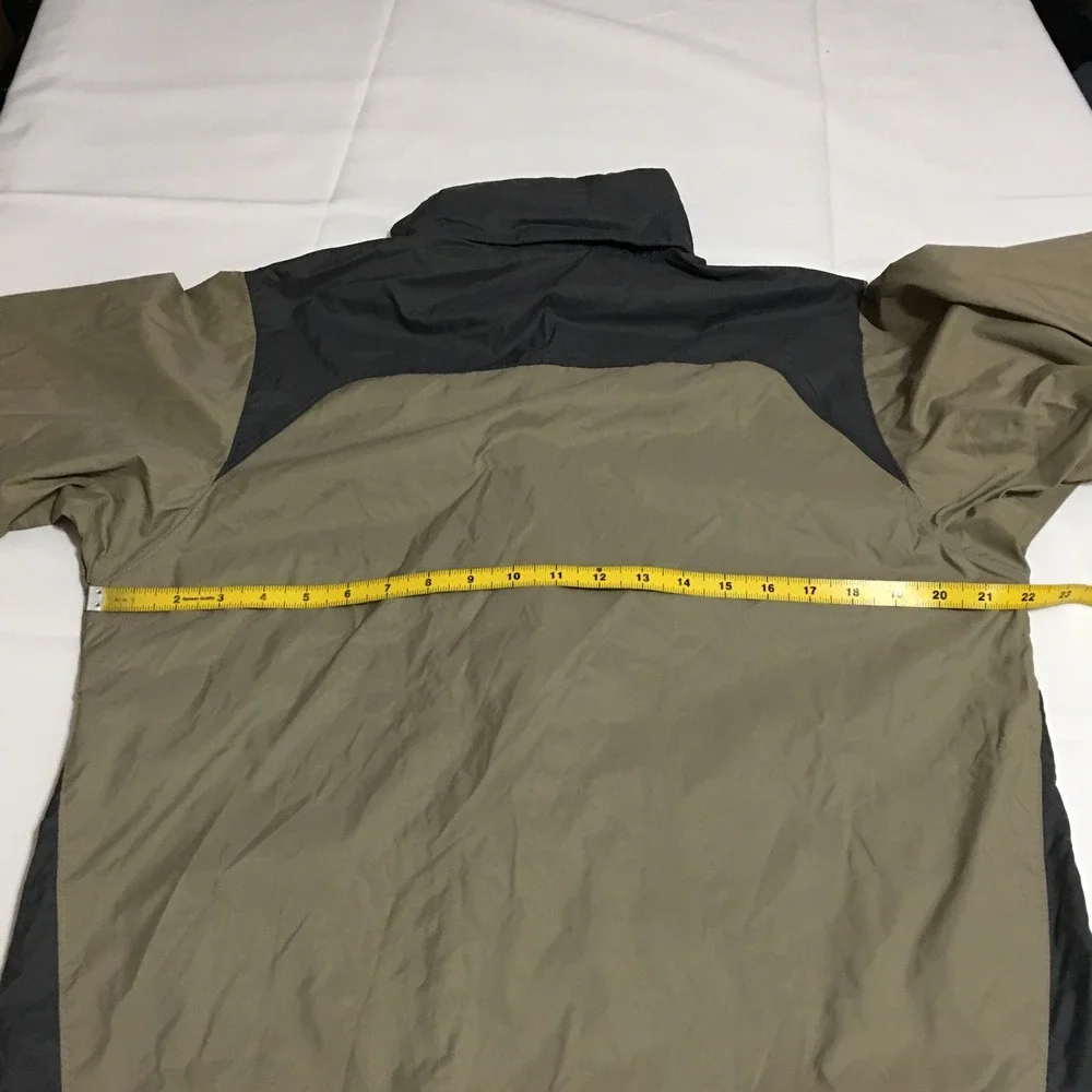 Columbia Windbreaker Mens Small Green Gray Colorblock Full Zip Packable Hood